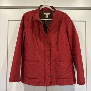 Orvis Snap Full Zip Up Quilted Chores Barn Work Jacket Women’s Size L Burnt Red